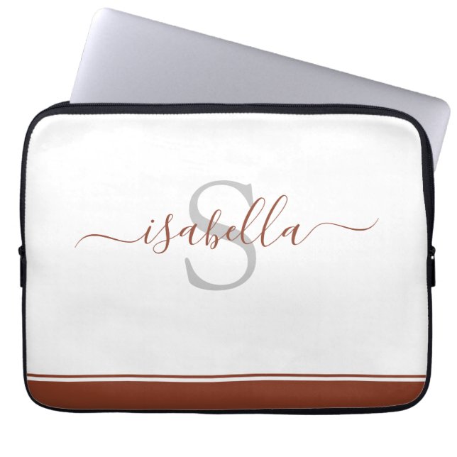 Moderne Mit Monogramm Minimalistische RostGirlie Laptopschutzhülle (Vorderseite)