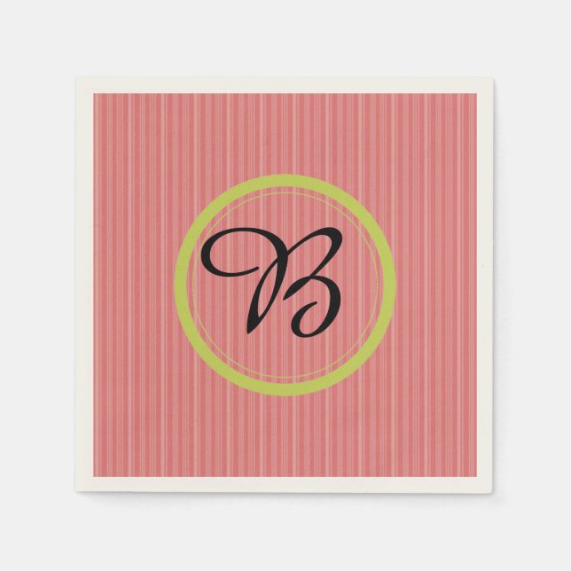 Moderne, Mit Monogramm, orangefarbene Papiere Napk Serviette (Vorderseite)
