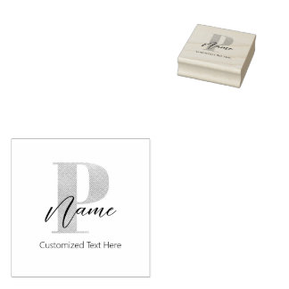 Moderne Mit Monogramm P & Name Personalisiert Gummistempel