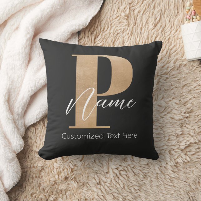 Moderne Mit Monogramm P & Name Personalisiert Kissen (Decke)
