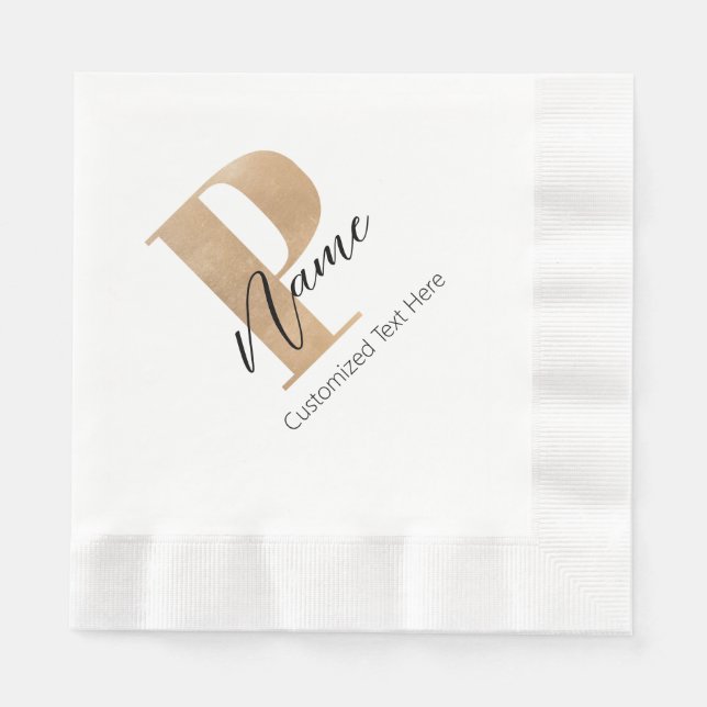 Moderne Mit Monogramm P & Name Personalisiert Serviette (Vorderseite)