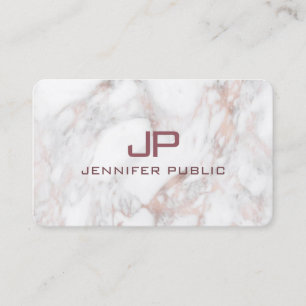 Moderne Mit Monogramm Rose Gold Weißer Marmor Visitenkarte