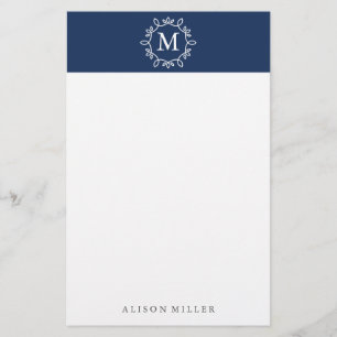 Moderne Mit Monogramm Stationierung der Marine Briefpapier