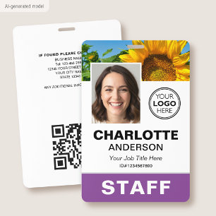 Moderne Mitarbeiter-ID-Foto Geschäft Logo Lila Ausweis