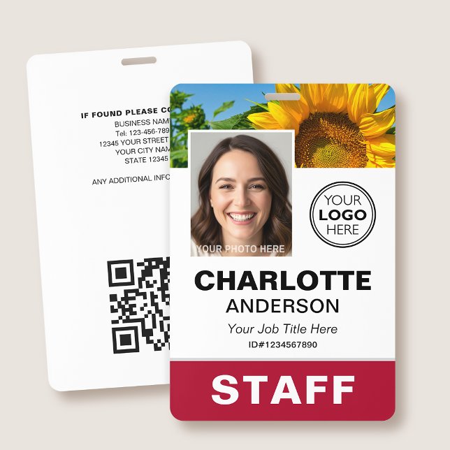 Moderne Mitarbeiter-ID-Foto Geschäft Logo Rot Pers Ausweis (Von Creator hochgeladen)
