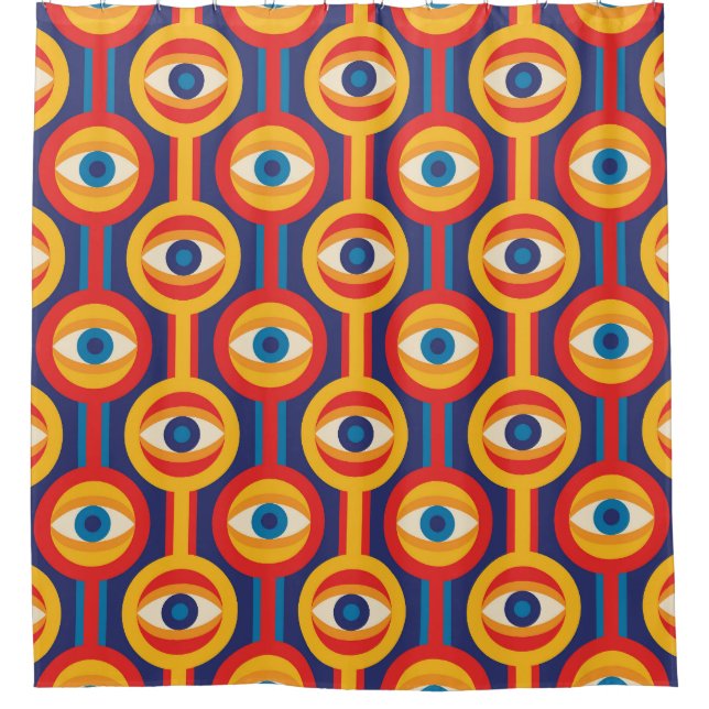 Moderne Mitte des Jahrhunderts: abstrakt geometris Duschvorhang (Vorderseite)