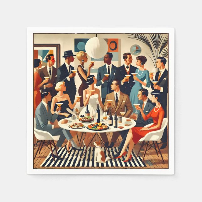 Moderne Mitte des Jahrhunderts Die Martini-Intelle Serviette (Vorderseite)