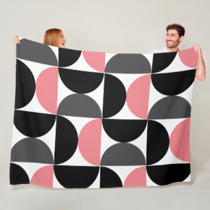 Moderne Mitte des Jahrhunderts Rosa Schwarz und We Fleecedecke