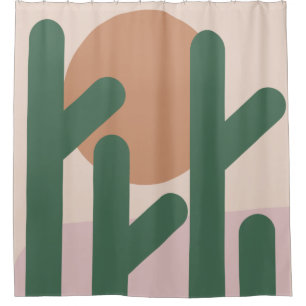 Moderne Mittelalter-Kaktus-Kunst erdige Muster  Duschvorhang