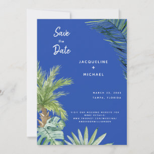 Moderne Mittelmeerblaue Botanische Save-the-Date-K Save The Date