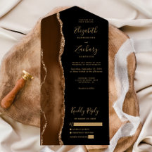 Moderne Mocha-Braun-Gold-Achat-Schwarze Hochzeit