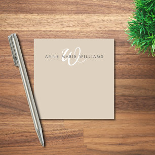 Moderne Mocha-Braun-Weiß-Schrift-Monogramm Post-it Klebezettel