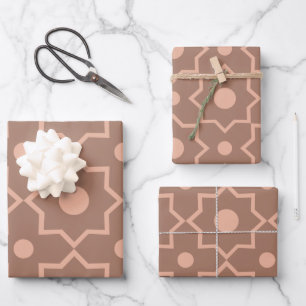 Moderne Mocha-Mousse-Staubrosa-Geometrieform  Geschenkpapier Set