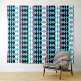 Moderne Mod Retro-Diamanten Harlequin 2 Wandteppich