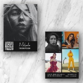 Moderne Modellierung Comp Card 5 Foto QR Code Schw Einladung