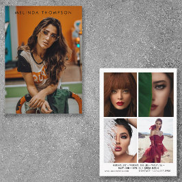 Moderne Modellierung Schauspiel Comp Card 5 Foto w Einladung