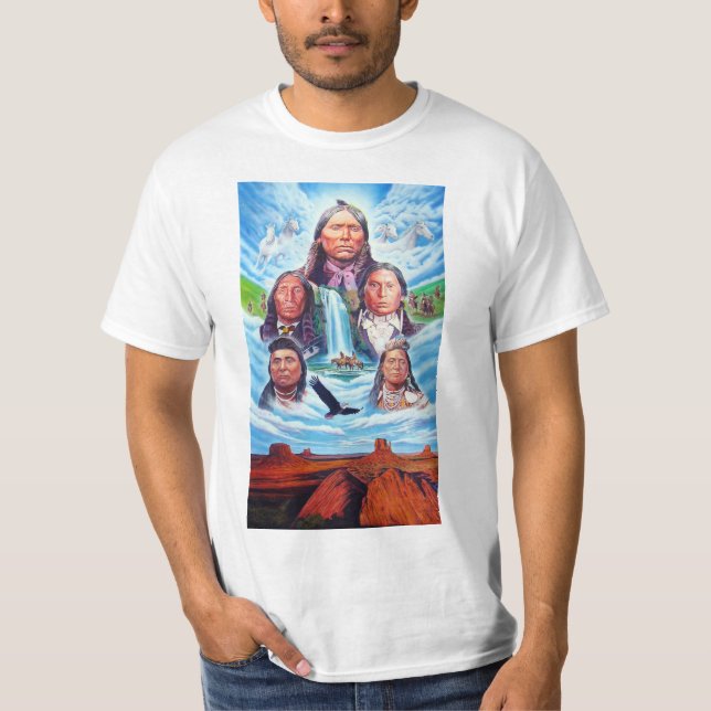 Moderne moderne amerikanische Indianervorlage T-Shirt (Vorderseite)