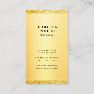 Moderne, moderne Elegante Gold Glitzer Template Visitenkarte