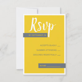 Moderne moderne graue und gelbe Hochzeit minimal RSVP Karte