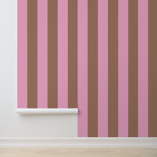 Moderne moderne Mocha Brown Pink Streifen Tapete (Anwendung)