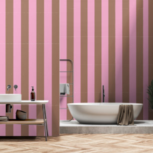 Moderne moderne Mocha Brown Pink Streifen Tapete