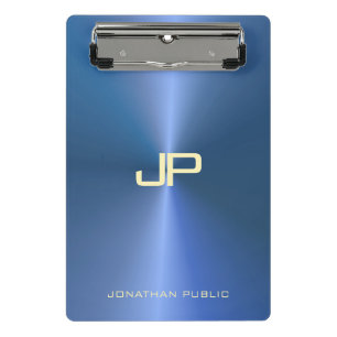 Moderne, moderne Monogram Elegant Blue Template Mini Klemmbrett