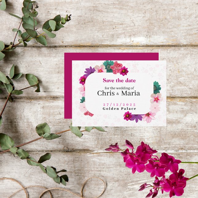 Moderne Moderne Romantik pink Save the Date (Von Creator hochgeladen)