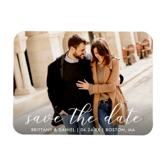 Moderne moderne Schrift Save the Date | FOTO Magnet (Horizontal)
