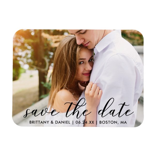 Moderne moderne Schrift Save the Date | FOTO Magnet (Horizontal)