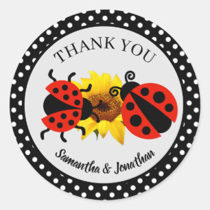 Moderne modische Ladybug Danke Classic Round Stic Runder Aufkleber