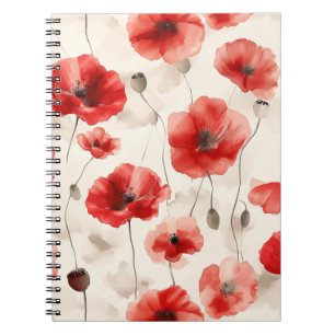 Moderne Mohnblumen Wasserfarben Muster Notizblock