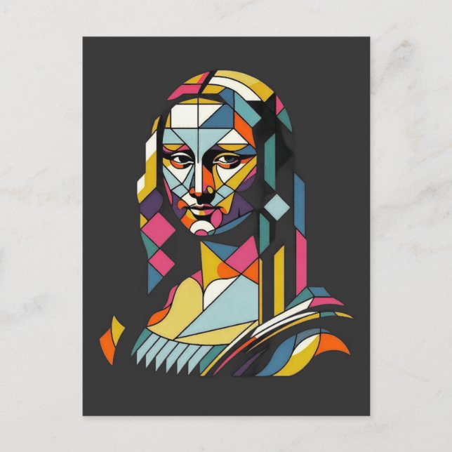Moderne Mona Lisa im Bleiglasstil Postkarte (Vorderseite)