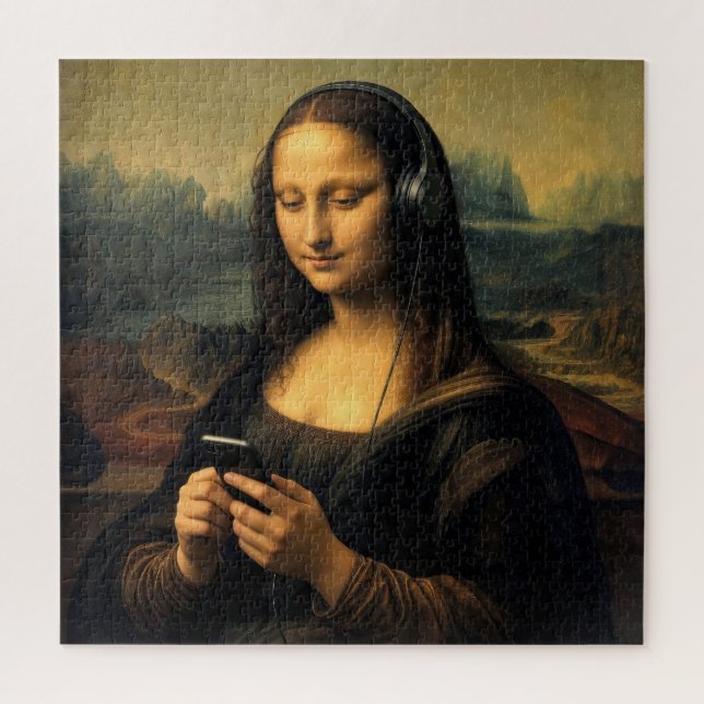 Moderne Mona Lisa mit Smartphone (Vertikal)