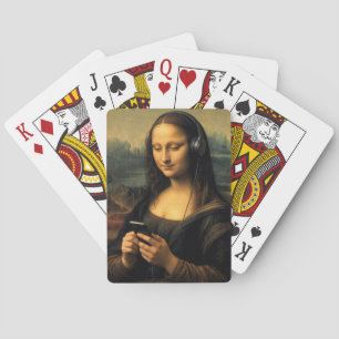 Moderne Mona Lisa mit Smartphone Spielkarten