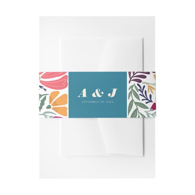 Moderne Mongram Boho Retro Chic Floral Wedding Einladungsbanderole (Vorderseite Beispiel)