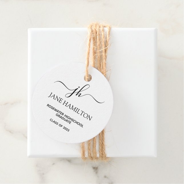 Moderne Mongram Graduate Kraft Geschenkanhänger (Beispiel)