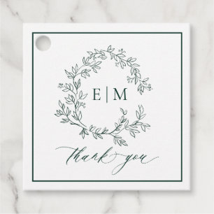 Moderne Mongram-Hochzeit des Smaragdgrünen Wappen Geschenkanhänger