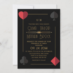 Moderne Mongram Playing Card Hochzeit Einladung