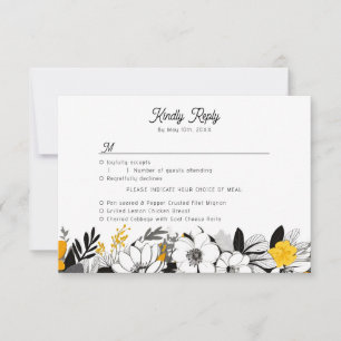 Moderne, monochrome Blume RSVP Karte