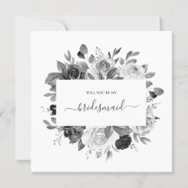 Moderne, monochrome Hochzeit der weißen Blumenzung Einladung