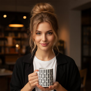 Moderne monochrome Matrix schwarz und weiß gestric Tasse