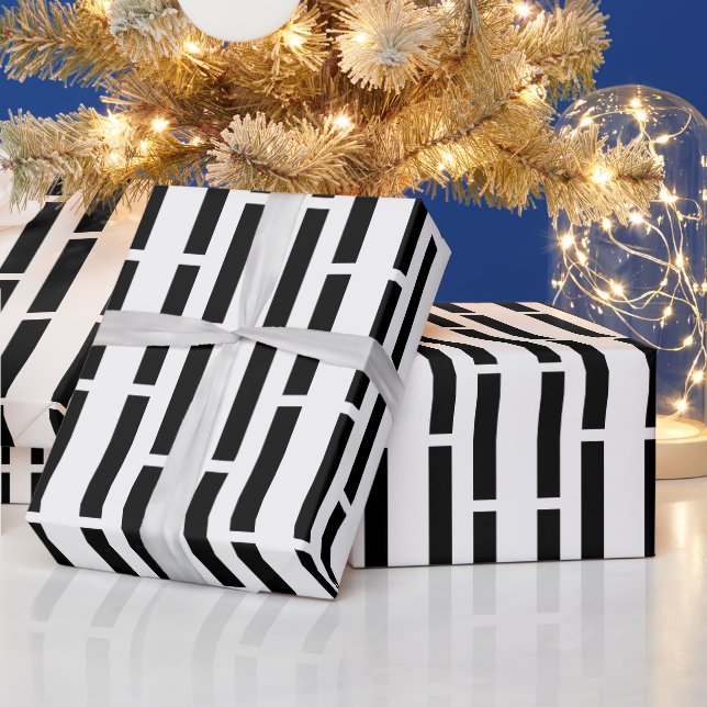 Moderne monochrome Schwarz-Weiß-Matrix Geschenkpapier (Feiertage)