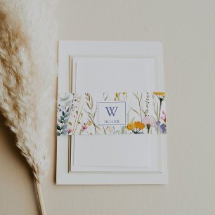 Moderne Monografie der Multicolor-Wildblume Einladungsbanderole