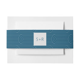 Moderne Monogram Aquamarin Arch Einladung Bauchban Einladungsbanderole