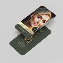 Moderne Monogram Beruflich Elegant Green Gold Qr