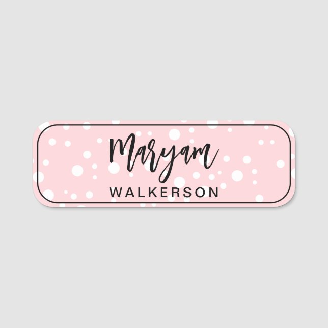 Moderne Monogram Blush Pink Feminine Business Namensschild (Vorderseite)
