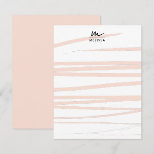 Moderne Monogram Blush Pink Lines Abstrakt Art Mitteilungskarte