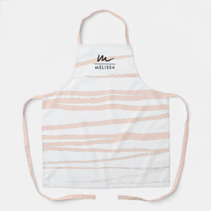 Moderne Monogram Blush Pink Lines Abstrakt Art Schürze