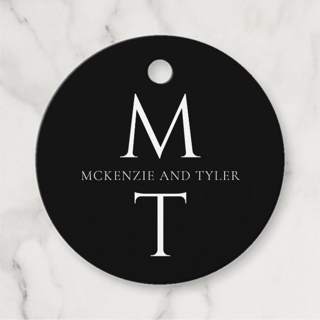 Moderne Monogram Bold Black Initials Geschenkanhänger (Vorderseite)