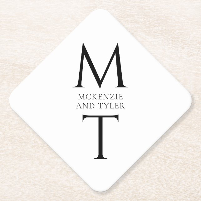 Moderne Monogram Bold Black Initials Untersetzer (Vorderseite)